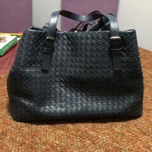 Elegant Black Woven Tote Bag